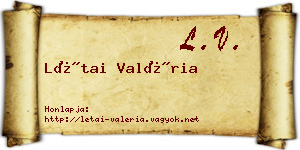 Létai Valéria névjegykártya