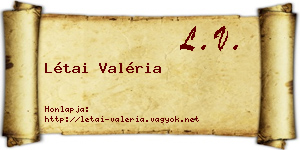 Létai Valéria névjegykártya